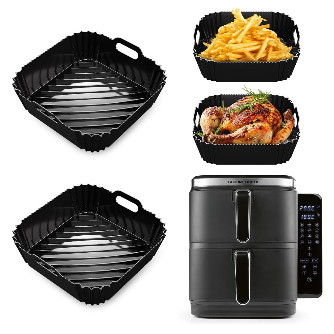 2 Stück Airfryer Silikonform Heissluftfritteuse Zubehör für Gourmetmaxx Heissluft-fritteuse Vertikal