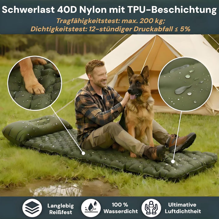 800g Ultraleichte Aufblasbare Isomatte für Camping – R-Wert 3,0 für 4 Jahreszeiten, Langlebige wasse