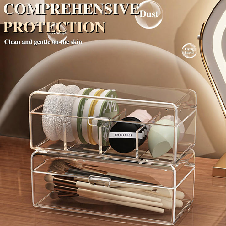2er-Set Kosmetik Organizer Set, kosmetik Organizer mit Schubladen, Box für Haargummis, Stapelbare Sc