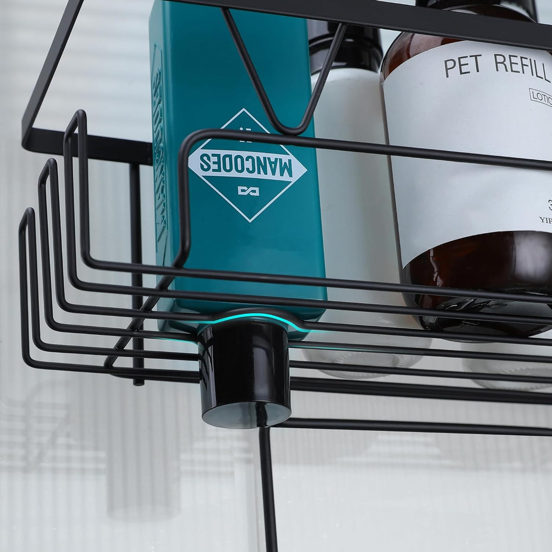 Kegii Duschregal ohne Bohren Duschablage zum Hängen Schwarz Badezimmer Organizer Shampoo Halterung D