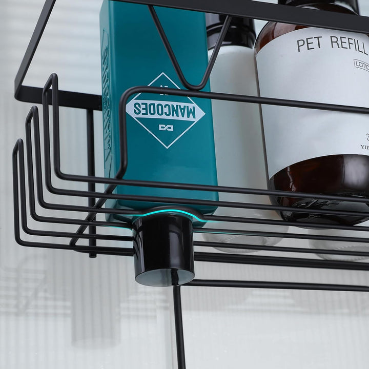 Kegii Duschregal ohne Bohren Duschablage zum Hängen Schwarz Badezimmer Organizer Shampoo Halterung D