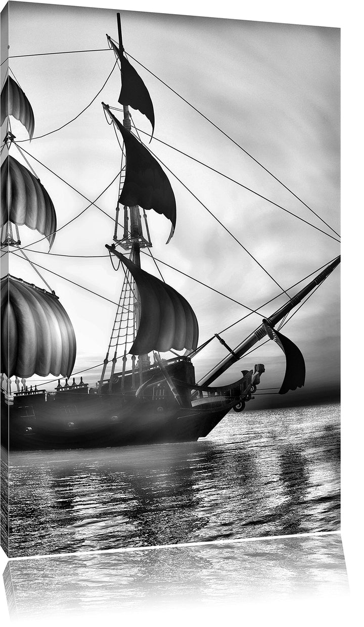 Pixxprint Altes Segelschiff 100x70cm Leinwandbild Wandbild Kunstdruck, 100x70
