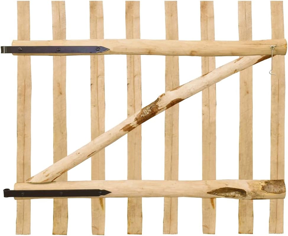 vidaXL 142590 Gartentor 100x90 cm Haselnuss Holz Zauntor Hoftor Gartentür Pforte Tor 100 x 90 cm, 10