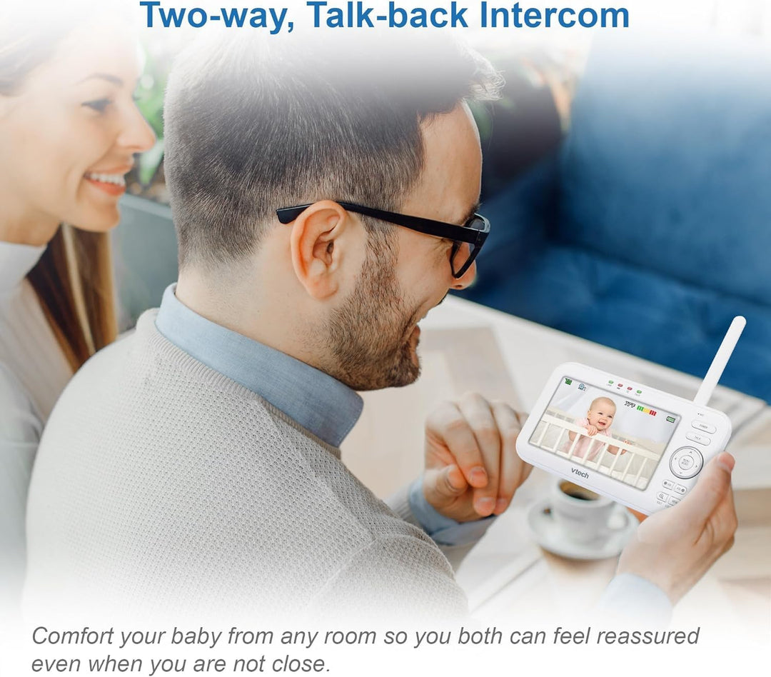 VTech VM5254 Babyphone mit Kamera 5 Zoll Video Baby Monitor, LCD-Farbbildschirm und Nachtsichtfunkti