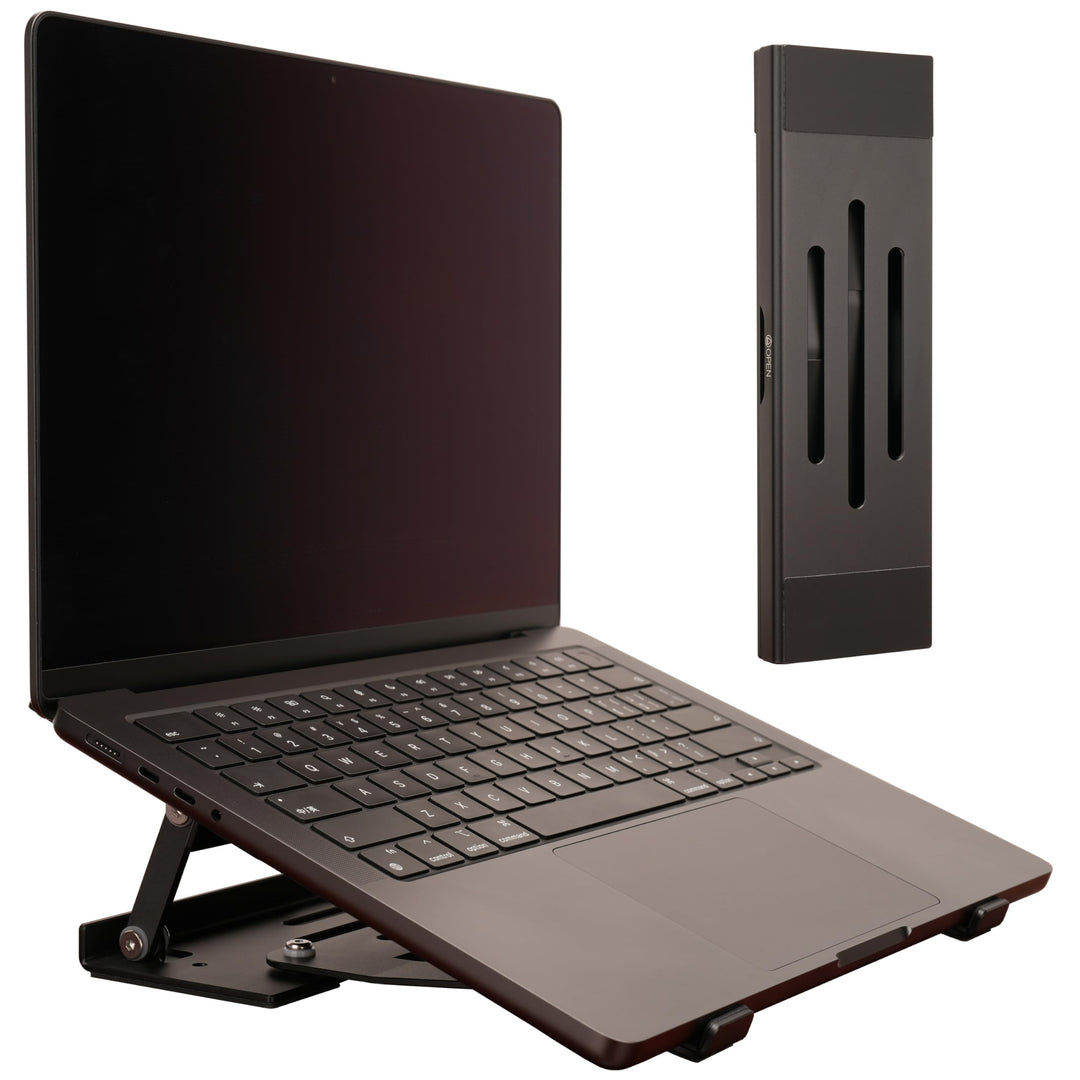 Aluminium 3-in-1 Laptopständer, klappbar, verstellbar, mit Kühlung, integrierter Aufbewahrungsbox, L