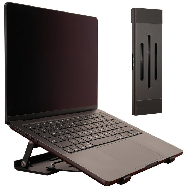 Aluminium 3-in-1 Laptopständer, klappbar, verstellbar, mit Kühlung, integrierter Aufbewahrungsbox, L