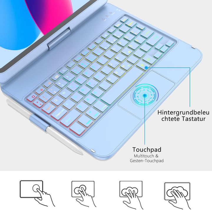 KARFUN Tastatur Hülle für iPad 10 Generation/11 Generation A16 | KARFUN Tastatur Hülle für iPad 10 G