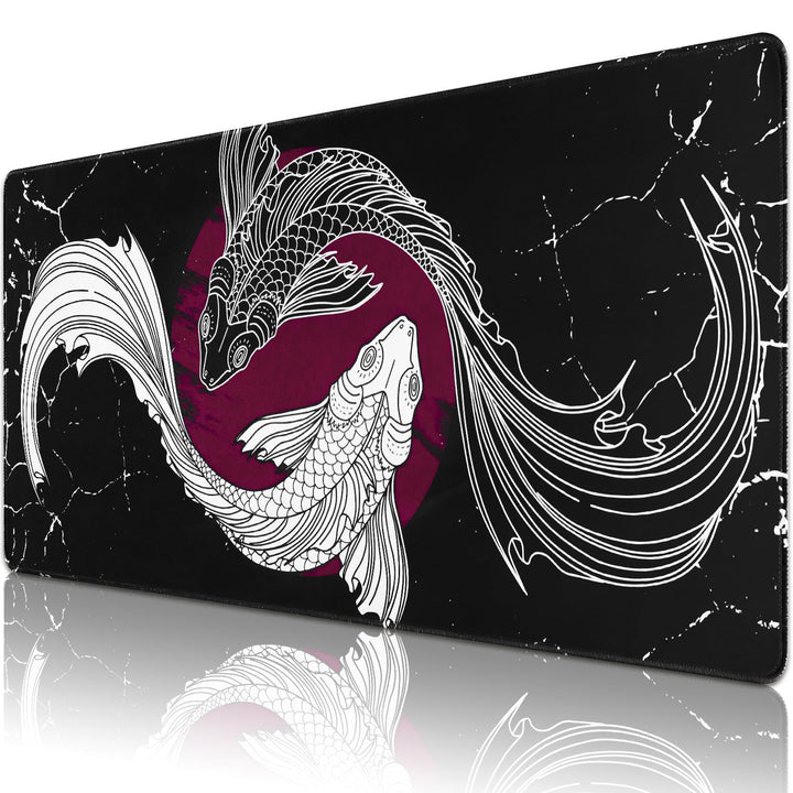 Gaming Mauspad,XXL 900x400mm Tai Chi Fischmuster Mauspad,Anime Mousepad für präzise Maussteuerung,St