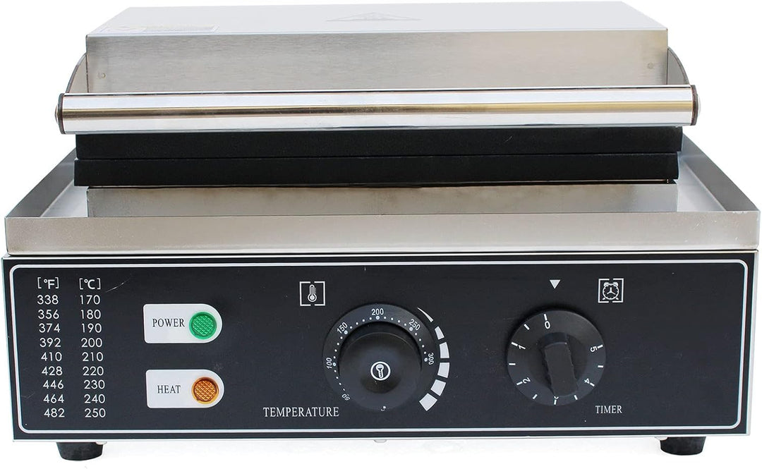 Gewerbliche Sandwich-Maschine 1500W, Doppelte Grillplatten 15x15cm – 5 Min Timer, 50-300°C für Cafés