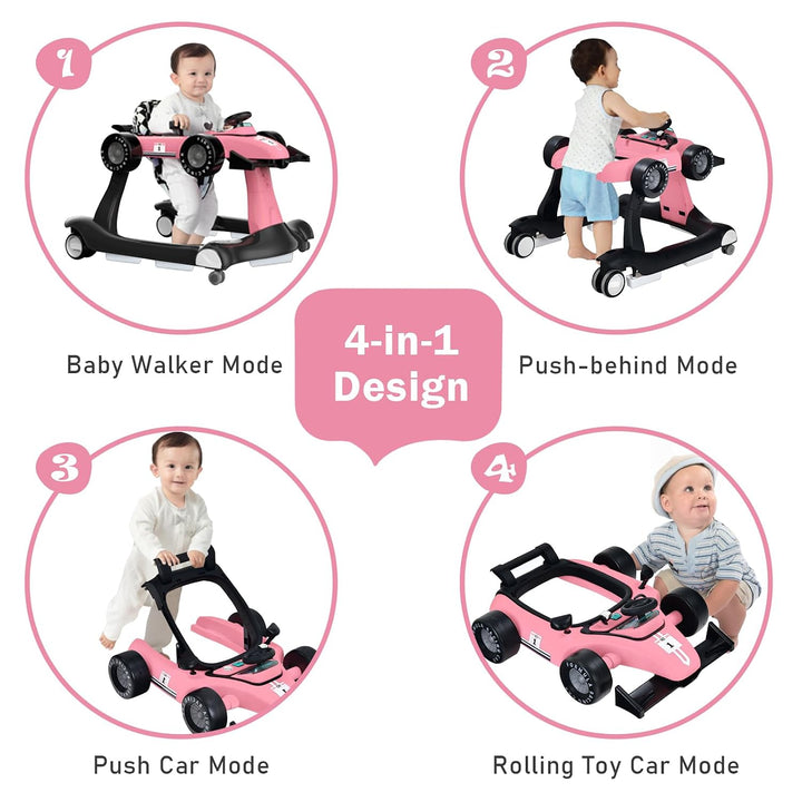 LIFEZEAL 4 in 1 Lauflernhilfe Baby, Höhenverstellbares &amp; Klappbares Babywalker, Baby Gehfrei ab 6 Mo