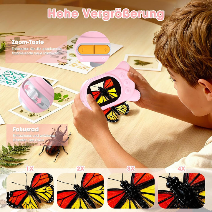 Mikroskop für Kinder, Kinderkamera Mikroskop mit 2-Zoll LCD HD Bildschirm, Hand Digital Microscope m