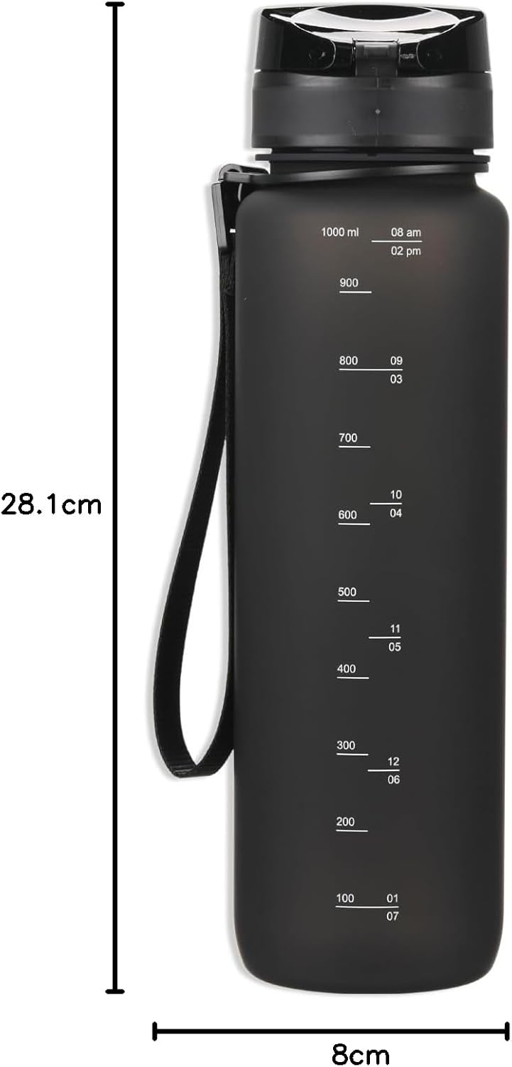 720°DGREE Trinkflasche 1l “uberBottle“ abnehmbare Schlaufe +Motivationsskala, Sieb - Auslaufsicher,