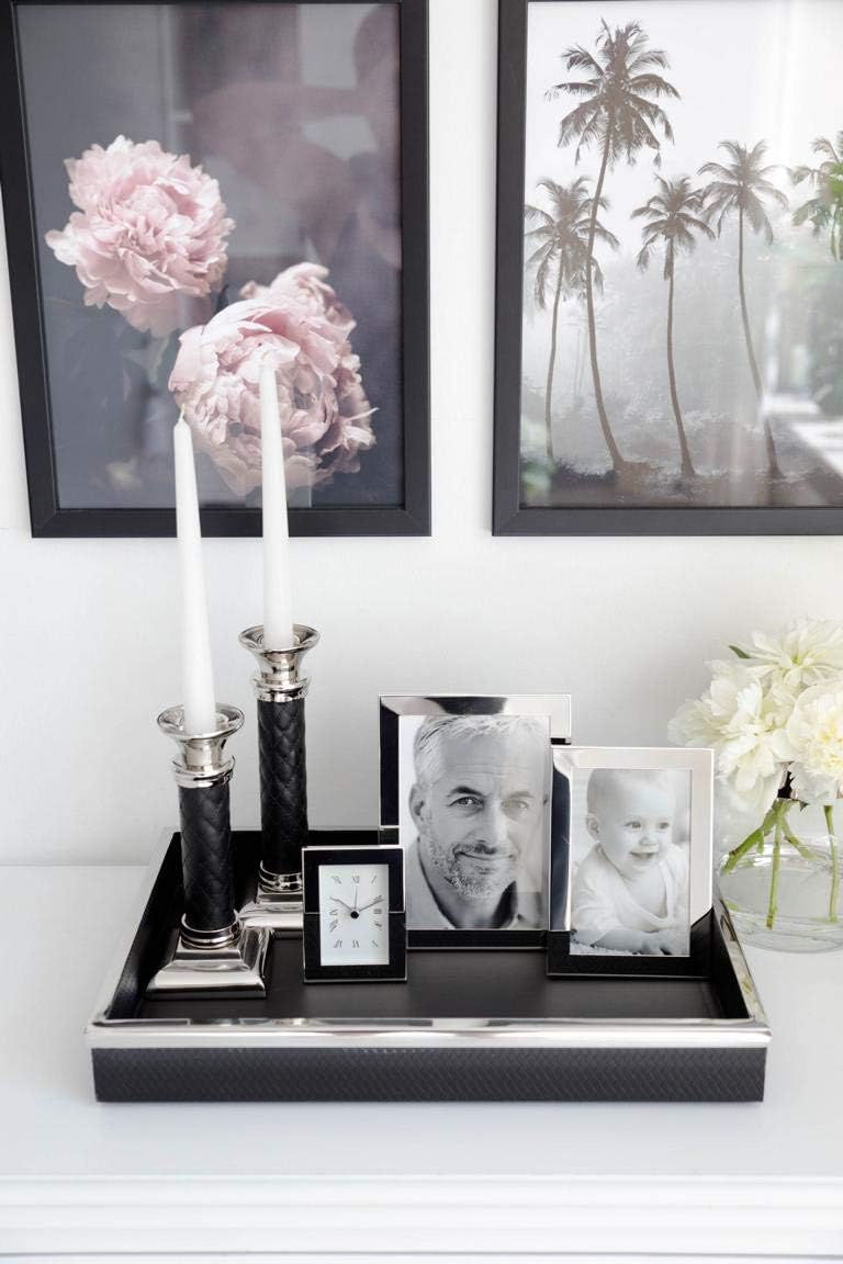 EDZARD Serviertablett Jackson, quadratisch, Edelstahl mit Kunstlederbezug, rechteckig, 39 x 38 cm