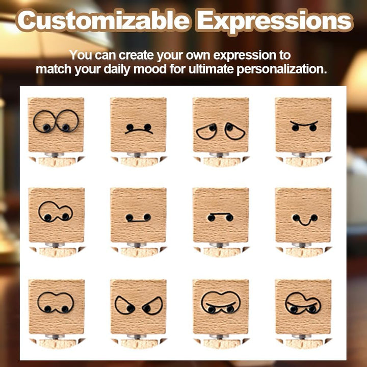 Wackelnder Holzmann Auto, Schüttelmann aus Holz Wackelfigur mit 12 Magnetischen Ausdrücken Schwankt,