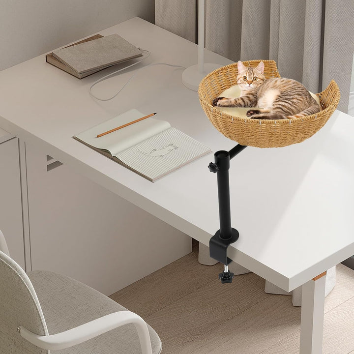Hängebett für Katzen, Katzenbett Schreibtisch, Katzenplattform mit 360° Drehung &amp; Höhenverstellbar,