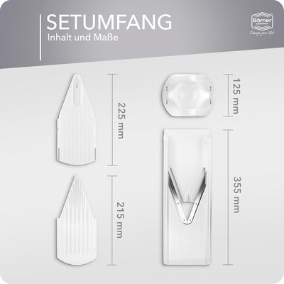 Börner Gemüsehobel V3 TrendLine Basis-Set (4-tlg.) • Gemüsereibe (V-Hobel) + Fruchthalter + Einschüb