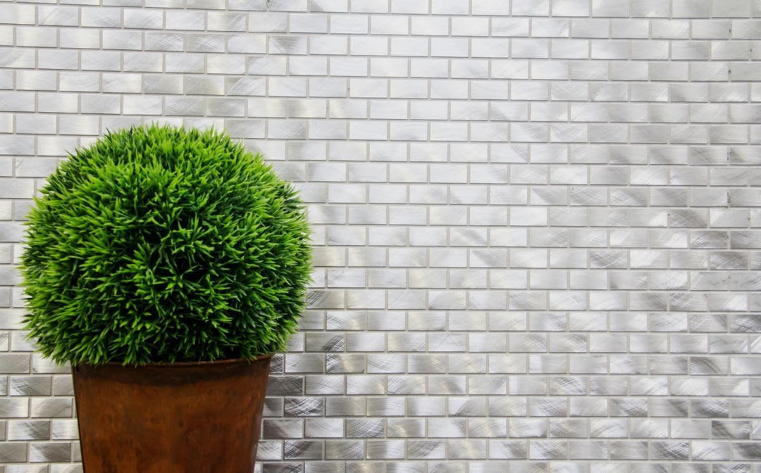 Mosaik Brick Aluminium uni alu silber Metall Fliesenspiegel, Mosaikstein Format: 15x30x4 mm, Bogengr