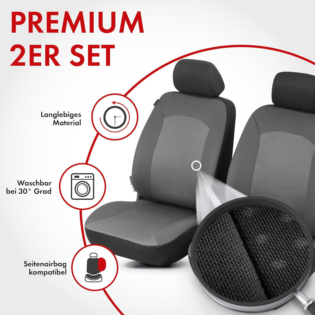 Walser Auto-Sitzbezug Manhay mit Reissverschluss, 2 Vordersitzbezüge, Zipp-IT Schonbezüge-Auto, Univ
