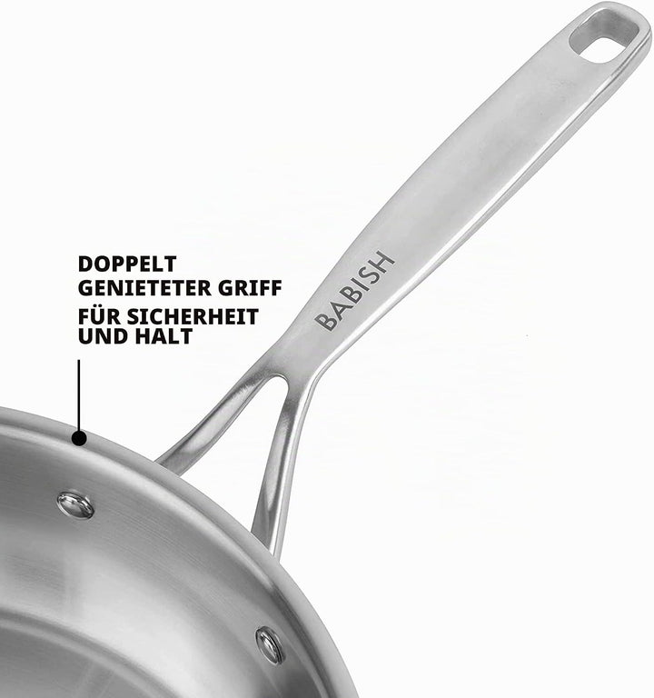 Babish Tri-Ply Stainless Steel Saute Pan w/Lid, 5-Quart Saute Pan (5-Quart), Saute Pan (5-Quart)
