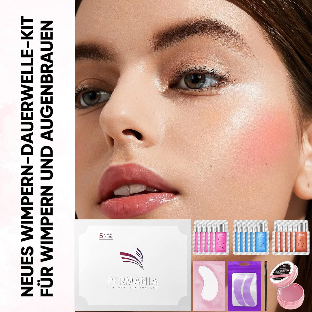 PERMANIA Wimpernlifting Set, Lash Lifting Set, Augenbrauen Lifting Set, Wimpernlifting-Kleber mit Ro