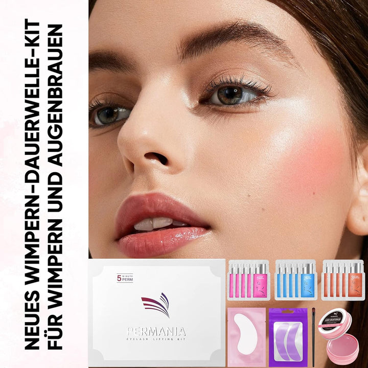 PERMANIA Wimpernlifting Set, Lash Lifting Set, Augenbrauen Lifting Set, Wimpernlifting-Kleber mit Ro
