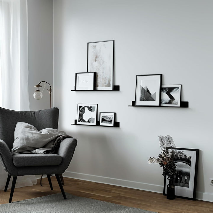 byde Ein schlankes Wandregal für Fotos, Bilder und Bücher. Modernes und minimalistisches Design. Her