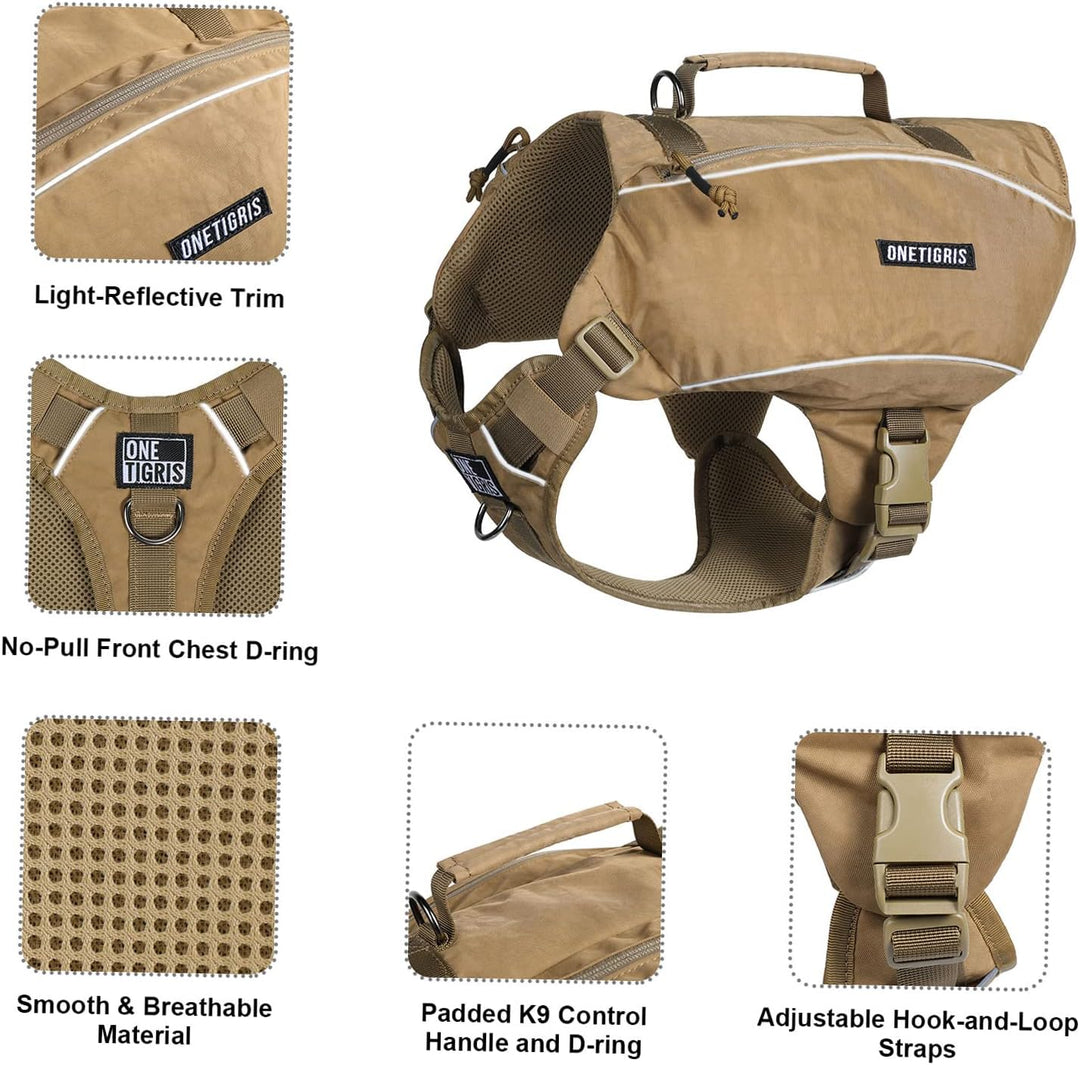 OneTigris CAMELUS Hunderucksack Reissen Camping Wandern Hundebackpack für M/L Grösse Hunde (M, Coyot