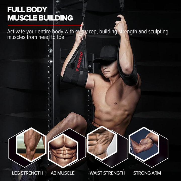 Bauchschlingen, tragbar, für Klimmzugstange, hängende Beinerhöhung, Fitness (schwarz, 1 Paar)