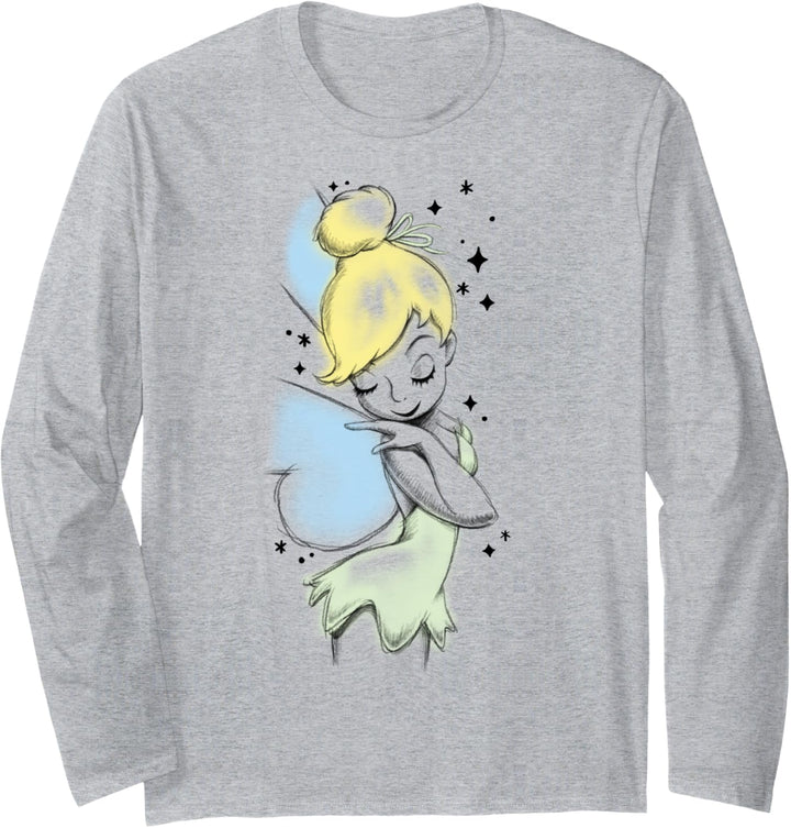 Disney Peter Pan Tinkerbell Airbrush Style Sketch Langarmshirt