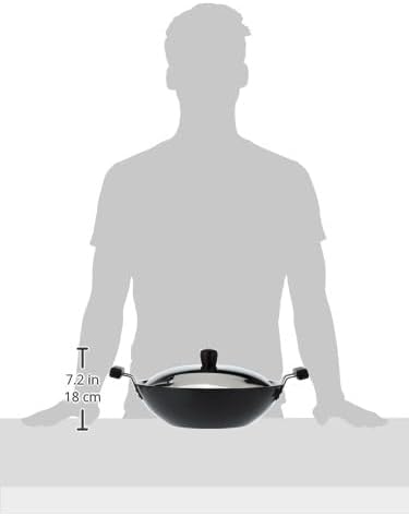 Futura Hard eloxiert deep-fry Pan (Kadhai) mit Stahl Deckel und flacher Boden 5 L, 5 L