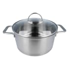 EUROHOME Bratentopf mit Glasdeckel passgenau und induktionsgeeignet - Kochtopf Edelstahl Ø16 cm - Ho