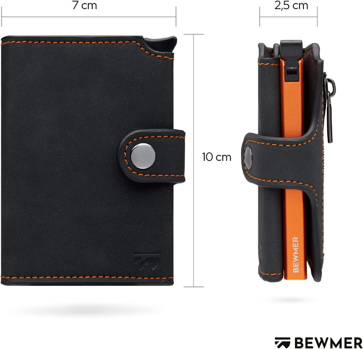 BEWMER 2 Shielded | Herren und Damen Slim Wallet mit RFID-Schutz Anti-Cloning | Kartenetui mit Münzf