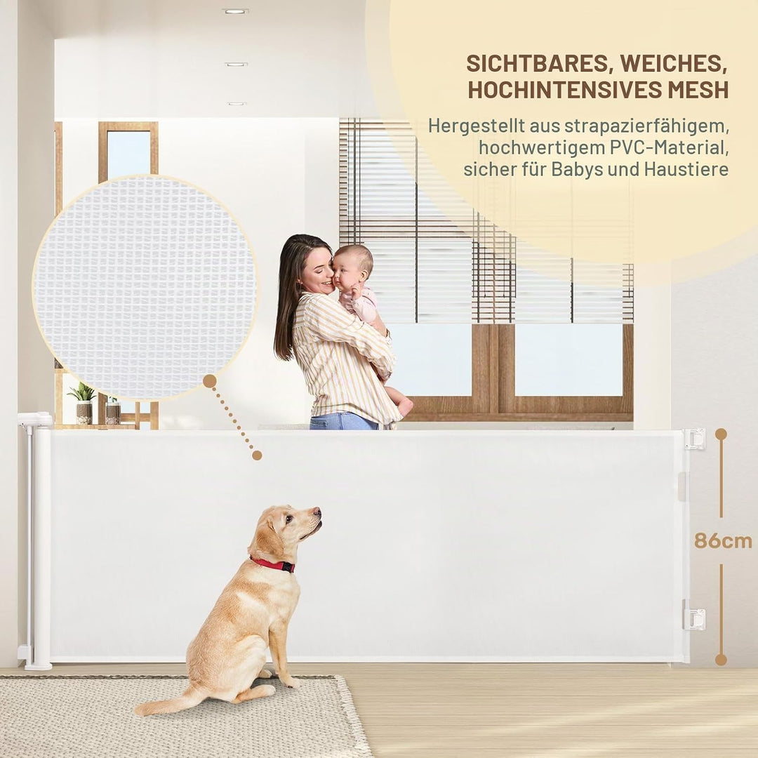 HollyHOME Treppenschutzgitter Ausziehbar 0-300cm,Türschutzgitter Extra Breit, Einhandbedienung, Sich