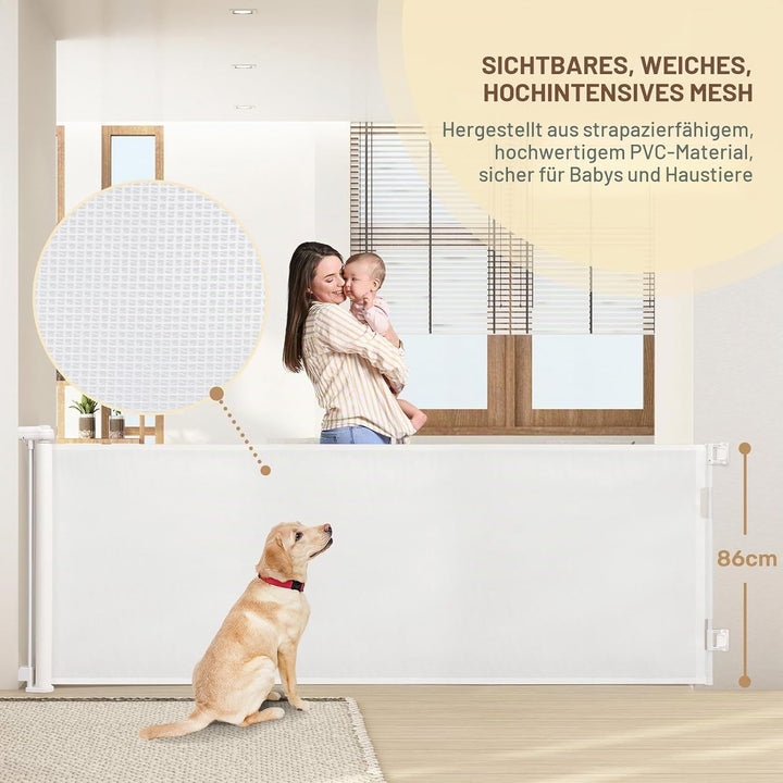 HollyHOME Treppenschutzgitter Ausziehbar 0-300cm,Türschutzgitter Extra Breit, Einhandbedienung, Sich