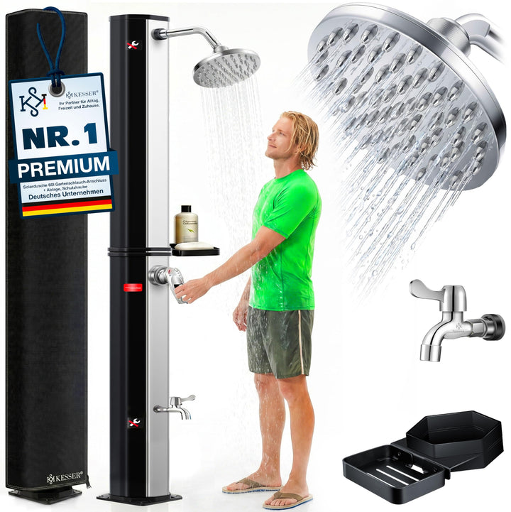 KESSER® Solardusche 60L Gartendusche, Solar Dusche für Garten & Pool mit warmem Wasser, Pooldusche o