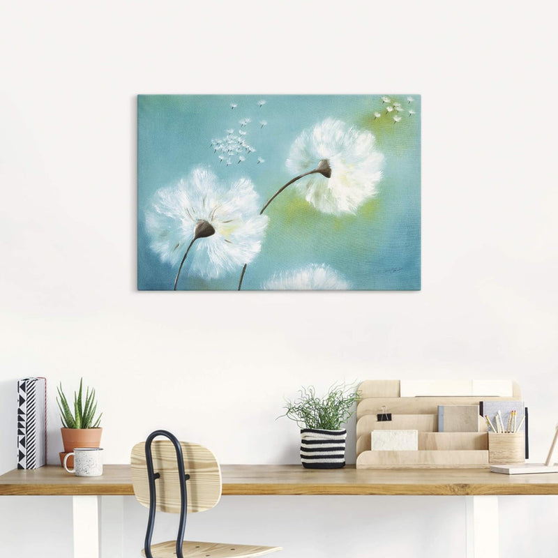 Artland Leinwandbild Wandbild Bild auf Leinwand 70x50 cm Wanddeko Pusteblume Blumen Landhaus Shabby