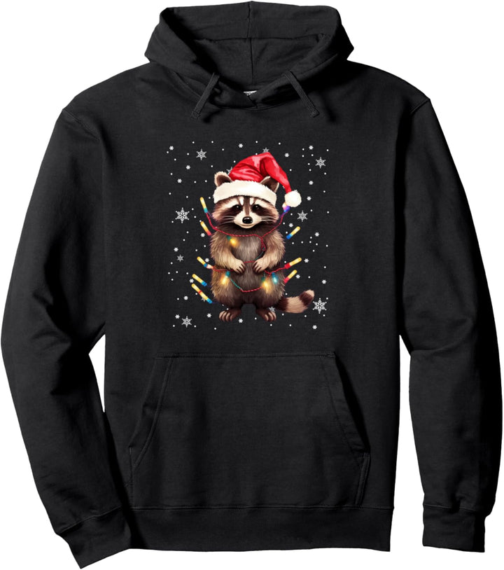 Waschbär Weihnachten Weihnachtslichter Santa Xmas Christmas Pullover Hoodie