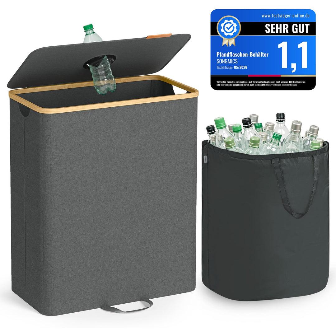 SONGMICS Pfandflaschen-Sammelbehälter, 135 L Pfandflaschen-Behälter, Flaschensammler Leergut, Recycl