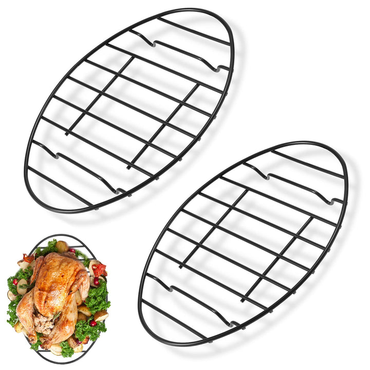 Fivebop 2 Stück Bräter, oval, antihaftbeschichtet, Edelstahl, Kühlregal, Grill, Kochen, Backen, Gril