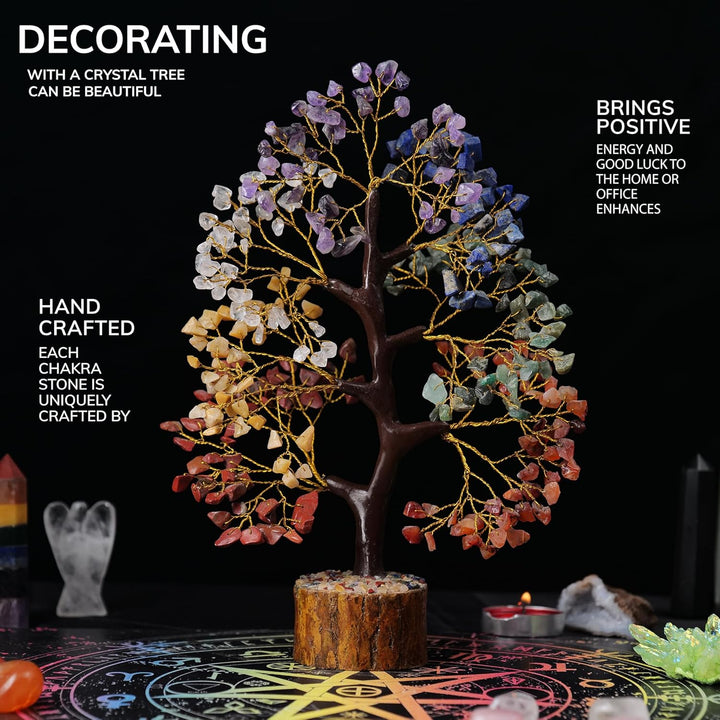YATHABI Seven Chakra Aura Reinigungsstein Baum Ornament Geschenk Natürliche Heilung Kristall der Lie