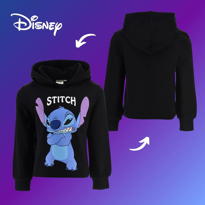 Disney Stitch Mädchen Sweatshirt, Klassischer Design Pullover Weiches Textil Sweatshirt, Kapuzenpull
