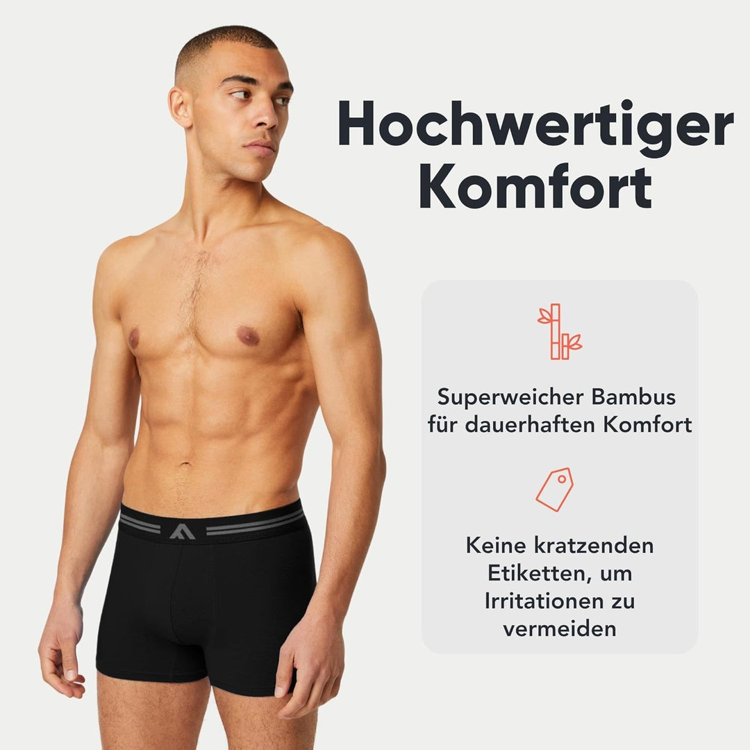 FM London (5er-Pack) Bambus-Herren-Boxershorts mit Stretch-Fit-Design - Bequeme Bambus-Boxershorts f