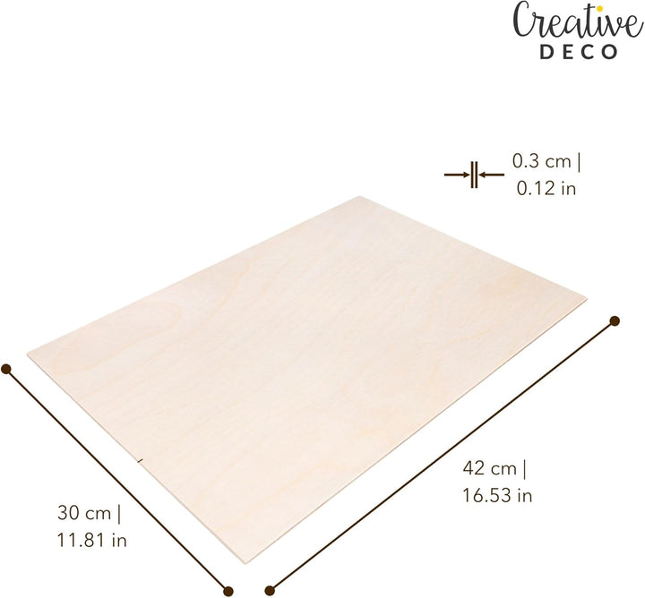 Creative Deco 10 x A3 Sperrholzplatte 3mm | 420 x 300 (+/- 0,5) mm | Birkensperrholz Dünne Holz-Zusc