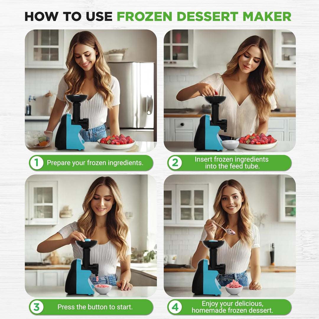 Nutrichef NCIM30 Electric Maker Fruit Sorbet Machine Makes Healthy Vegan Ice Cream Desserts, Soft Se