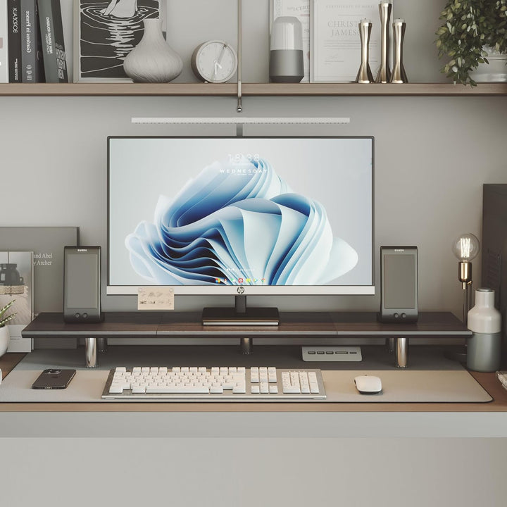 Fenge Grosser Monitorständer 100cm Dual Monitor Stands Riser mit Höhenverstellbarem Bein,Multifunkti