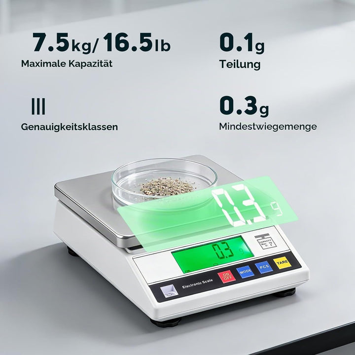 Bonvoisin 7500, 0.1g Zählwaage 3-10 kg OPTIONAL, 0,1 g Digitale Genaue Analytische Elektronische Waa