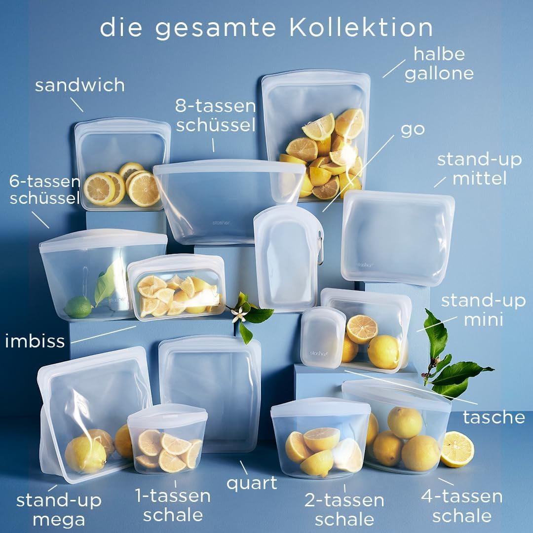 Stasher Bag Premium Silikonbeutel wiederverwendbar für Lebensmittel, Stand Up Mini Bag, Aqua, Dauerh