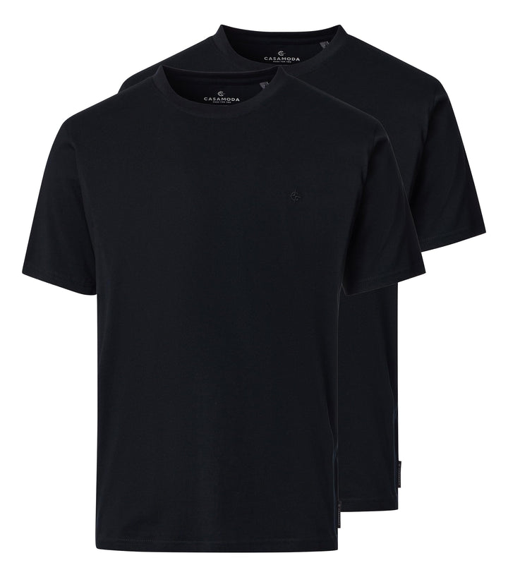 CasaModa Herren T-Shirt Halbarm Doppelpack 092500 Besonders pflegeleicht XL Schwarz, XL Schwarz