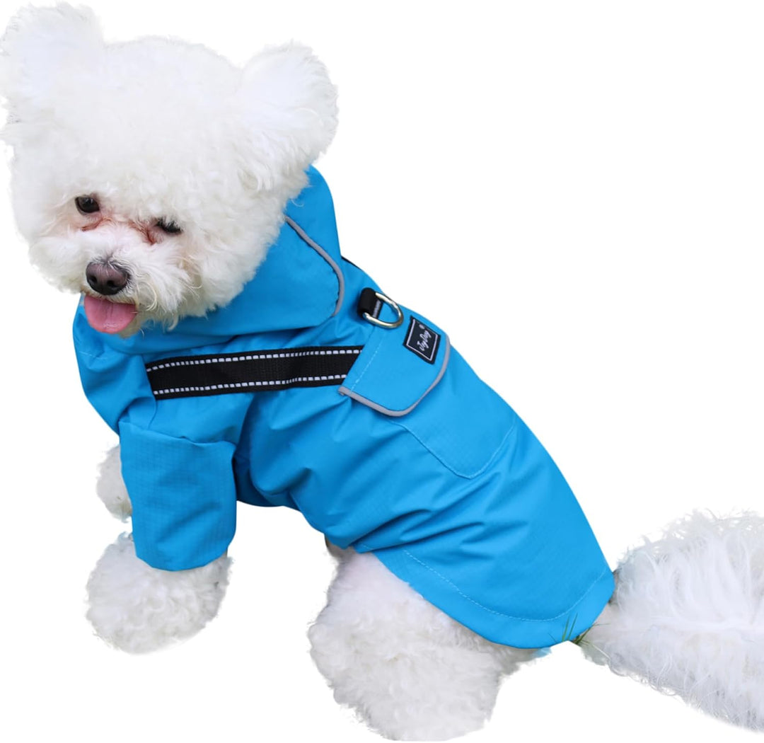 JoyDaog Regenmantel für kleine Hunde mit Kapuze, wasserdichte Outdoor-Regenjacke für Hunde, Welpen-R