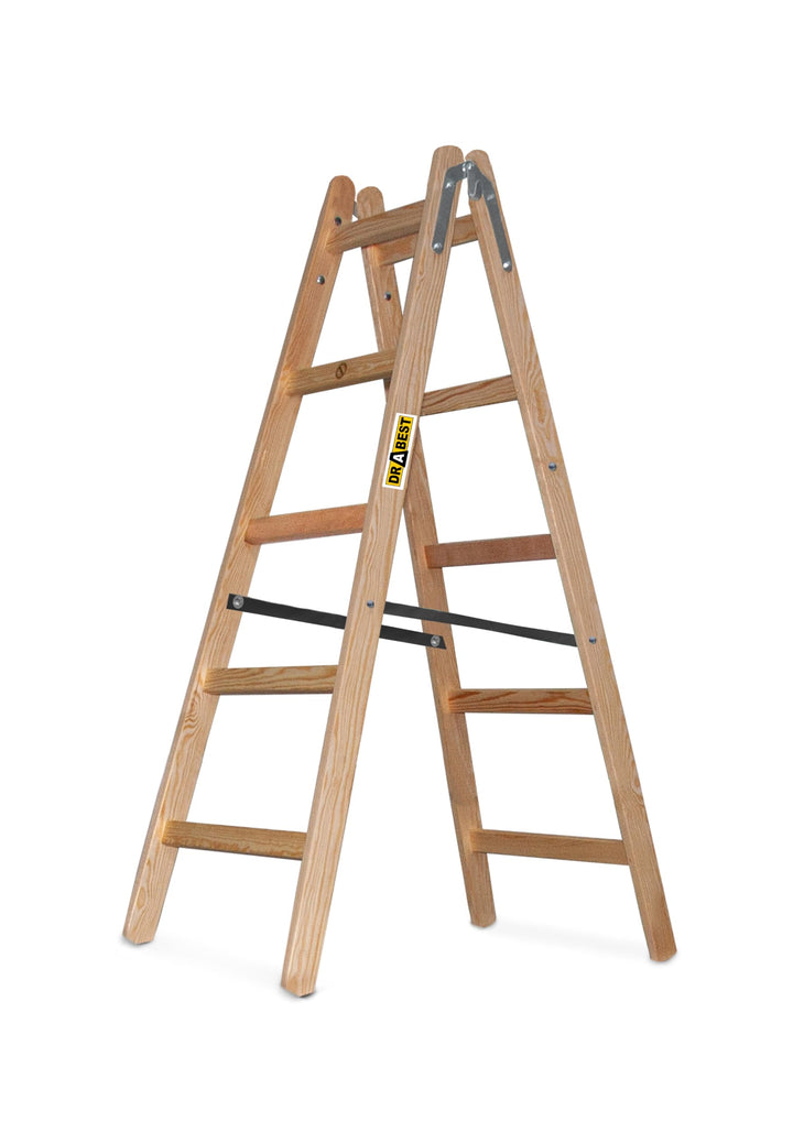 DRABEST - Holzleiter - für Malerarbeiten - 2X 5 Sprossen - m lang - bis 150 kg - Arbeitshöhe 1,53m 3